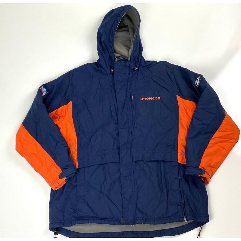 Vintage NFL Reebok Denver Broncos Team Apparel on Field Jacket Parka Mens Large